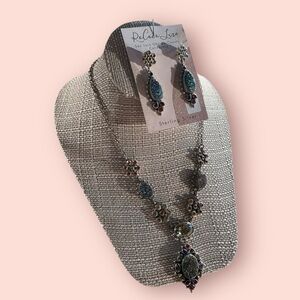 Nicky Butler SET sterling 925 w genuine stones earrings & necklace druzy vintage